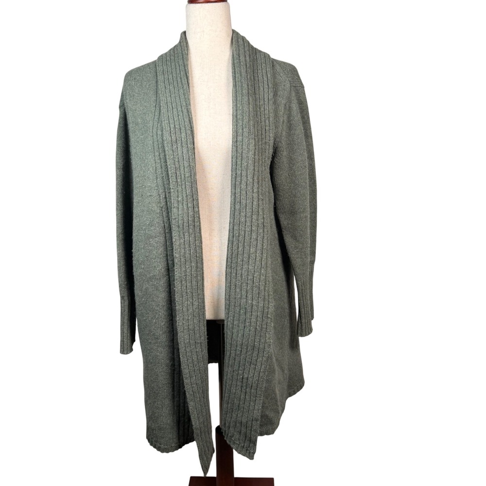 Kerry Traditions Wool Cardigan Sweater Green Shawl Collar Ireland L‎ XL Long